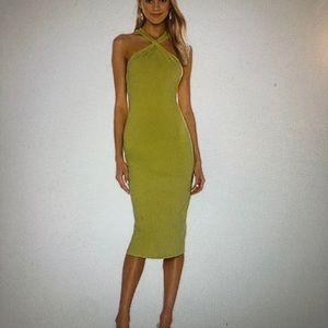Lovers + Friends - midi dress in pistachio green.